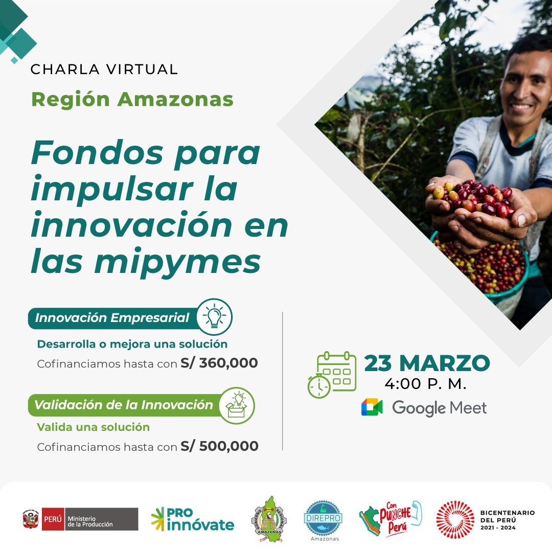 Amazonas: Charla sobre los concursos de Innovación empresarial y Validación de la innovación de ProInnóvate