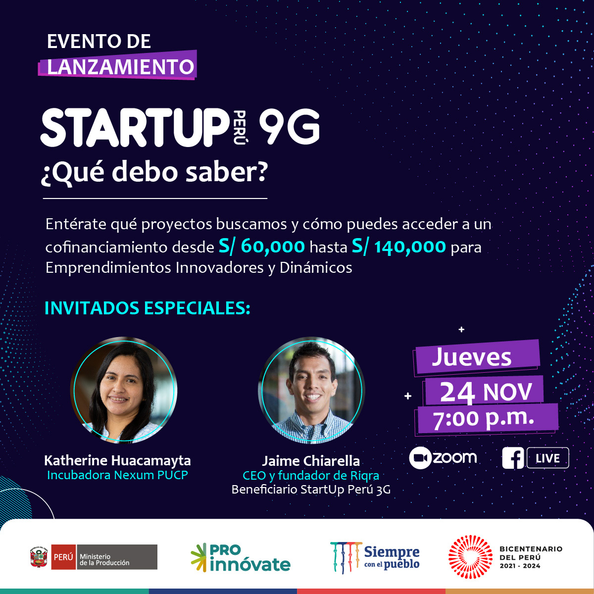 Lanzamiento virtual del concurso StartUp Perú 9G de ProInnóvate