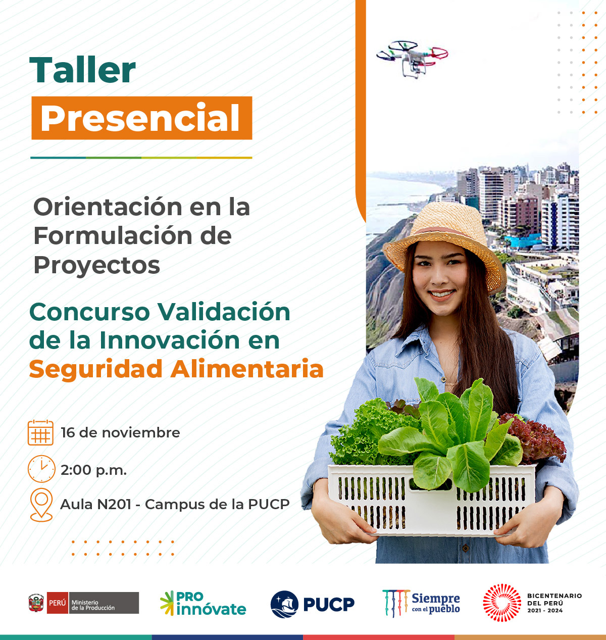 Lima: Taller presencial de orientación en la formulación de Proyectos para postular al concurso de Validación de la Innovación en Seguridad Alimentaria